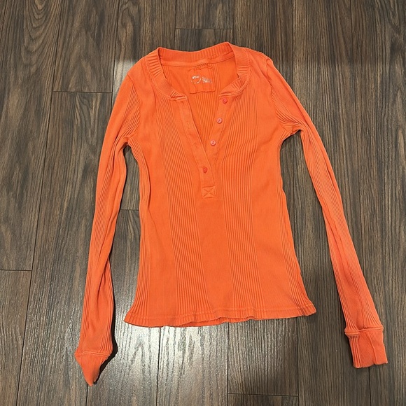aerie long sleeve ribbed button up - Picture 2 of 4